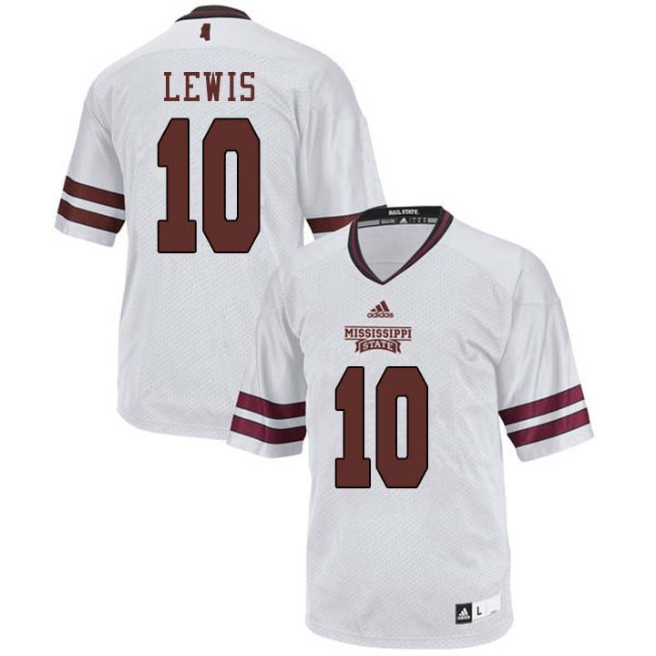 Men #10 Leo Lewis Mississippi State Bulldogs College Football Jerseys Sale-White